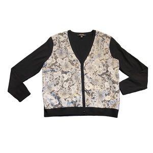 Floral Black and White Women's Sweater